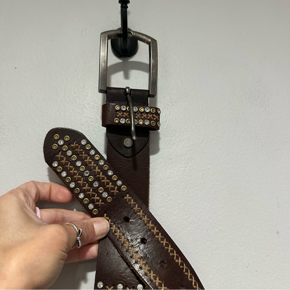 Bed Stu Tuscan Brown Stud Bling Leather Belt Size Small - Picture 5 of 5